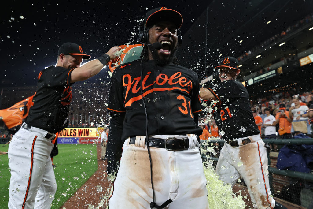 Cedric Mullins of the Baltimore Orioles takes a swing during a